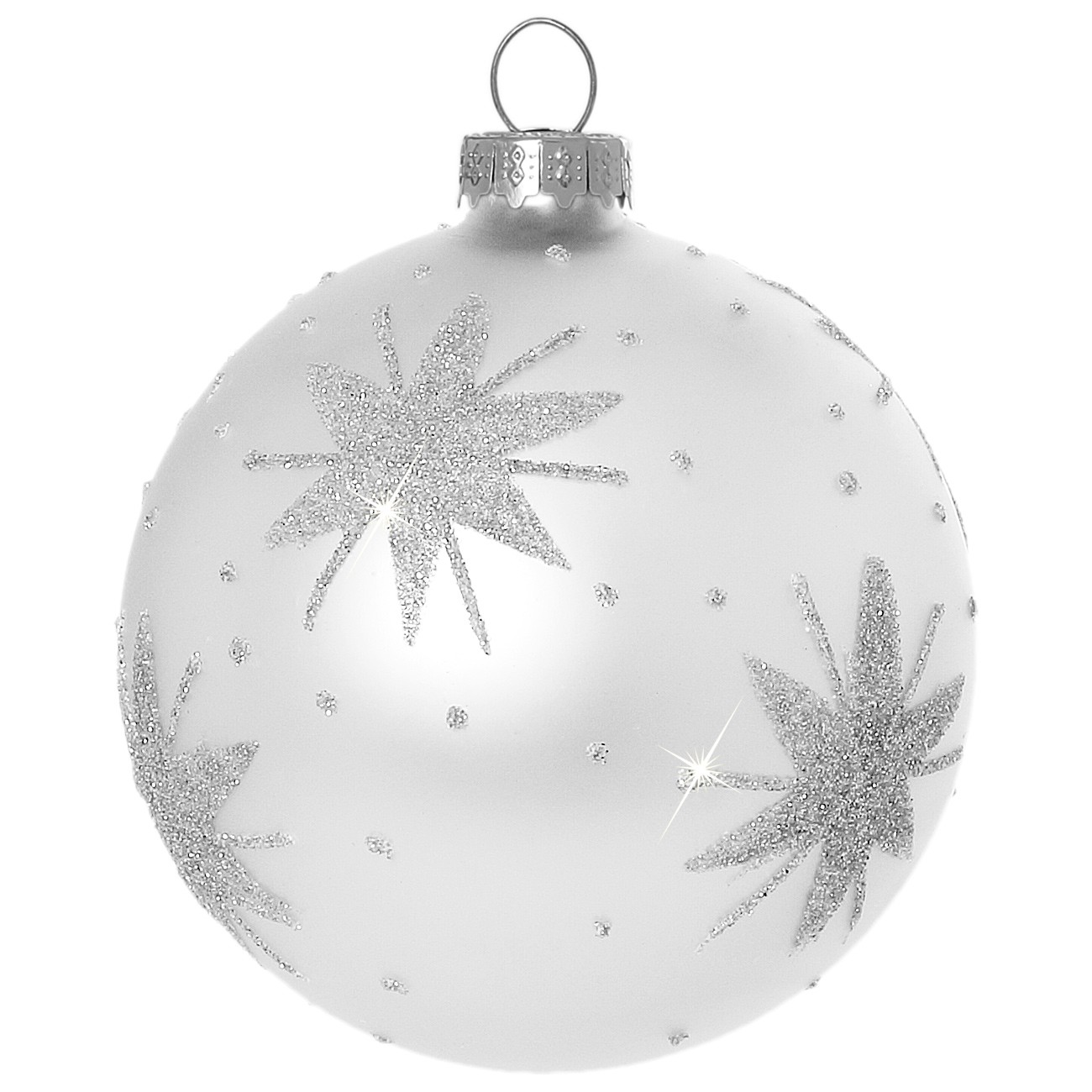 SIKORA Christbaumkugeln aus Glas mit klassischer Verzierung / STARY NIGHT / silber 4er Set